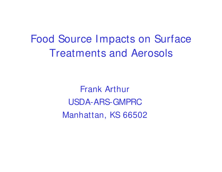 food source imp pacts on surface treatments a s and