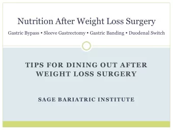 Nutrition After Weight Loss Surgery Gastric Bypass  Sleeve Gastrectomy  Gastric Banding
