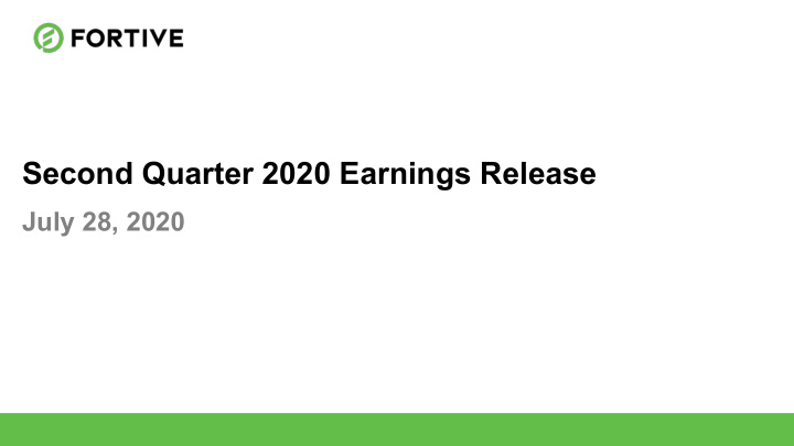 second quarter 2020 earnings release
