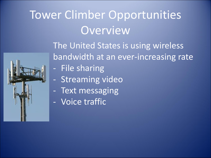 tower climber opportunities overview