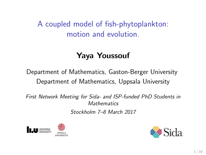 a coupled model of fish phytoplankton motion and