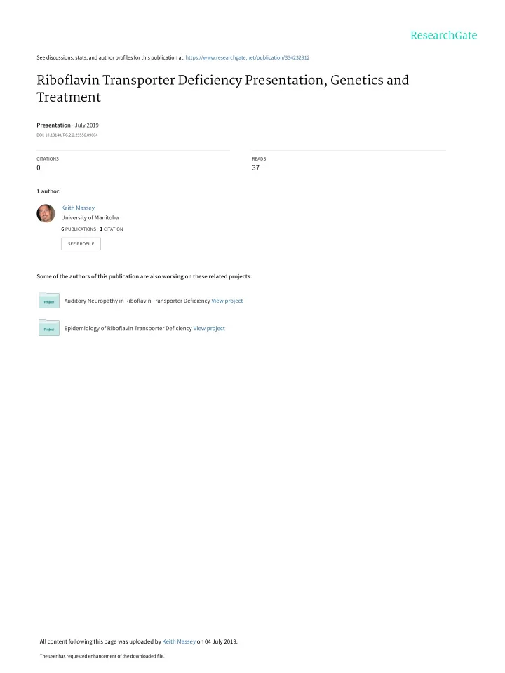 riboflavin transporter deficiency presentation genetics