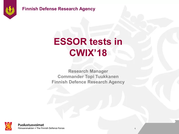 essor tests in cwix 18