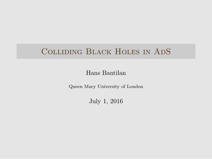 colliding black holes in ads