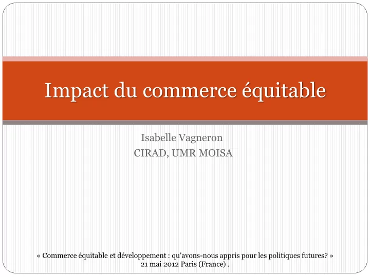 impact du commerce quitable