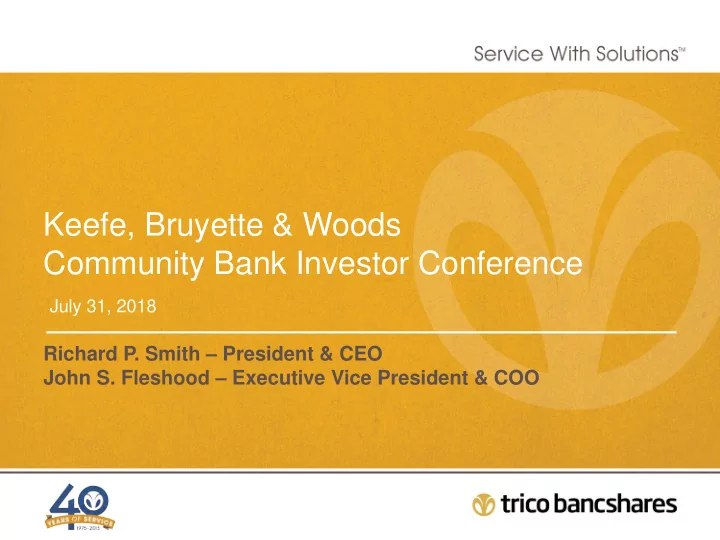 keefe bruyette woods community bank investor conference