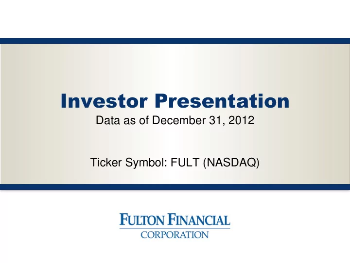 investor presentation