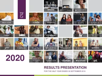 2020  RESULTS PRESENTATION  FOR THE HALF-YEAR ENDED 30 SEPTEMBER 2019  01  OPERATING CONTEXT  by