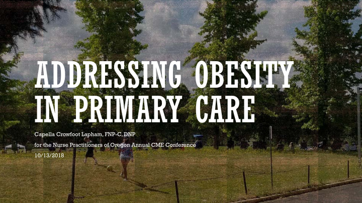 addressing obesity in primary care