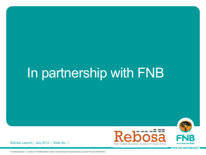 in partnership with fnb