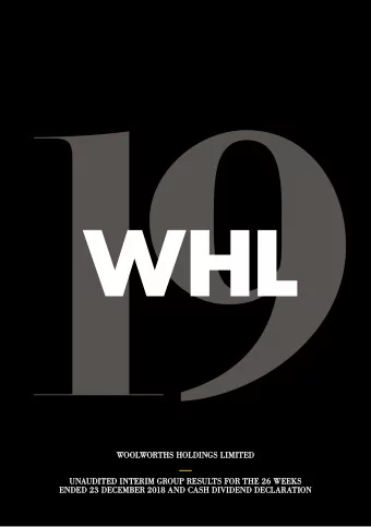 WOOLWORTHS HOLDINGS LIMITED  UNAUDITED INTERIM GROUP RESULTS FOR THE 26 WEEKS  ENDED 23 DECEMBER