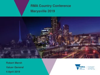 RMA Country Conference  Marysville 2019  Robert Marsh  Valuer General  4 April 2019  Valuer General