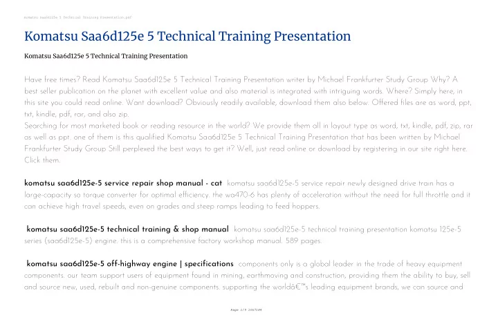 komatsu saa6d125e 5 technical training presentation