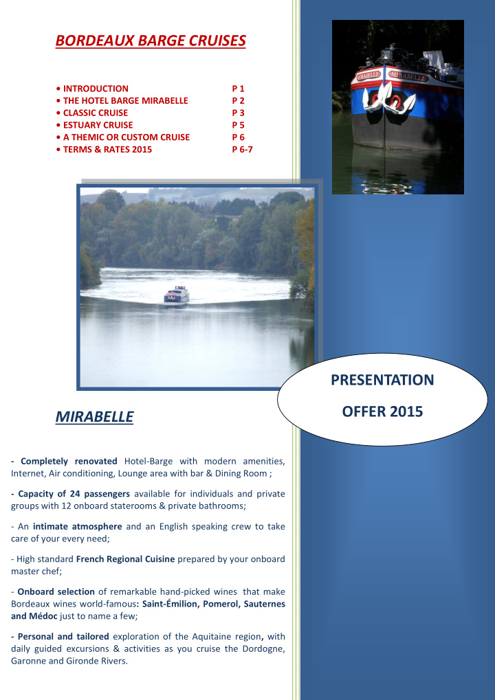 bordeaux barge cruises introduction p 1 the ho tel barge