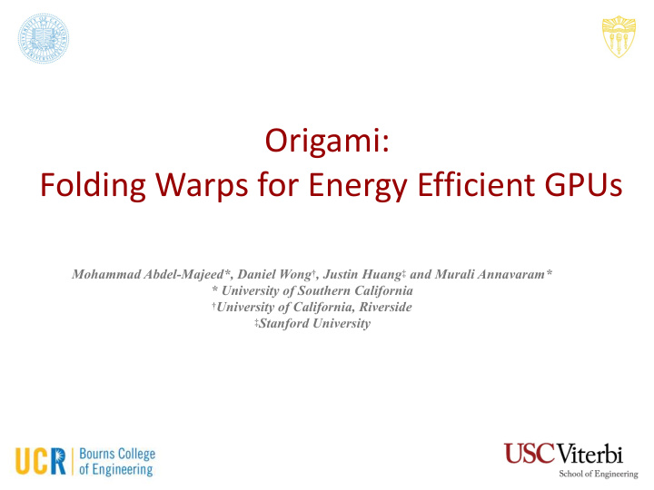 origami folding warps for energy efficient gpus