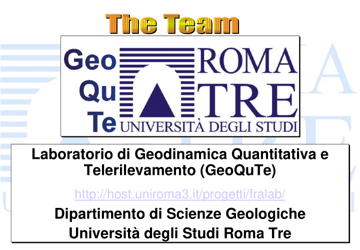 laboratorio di geodinamica quantitativa e laboratorio di