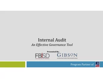 Internal Audit An Effective Governance Tool Presented By:  Program Partner of  Introductions
