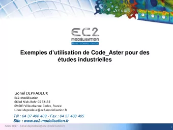 PLAN Exemples dutilisation de Code_Aster pour des  tudes industrielles  Lionel DEPRADEUX
