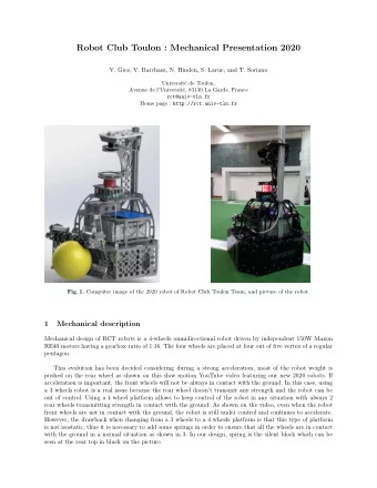 Robot Club Toulon : Mechanical Presentation 2020  V. Gies, V. Barchasz, N. Hinden, S. Larue, and T.