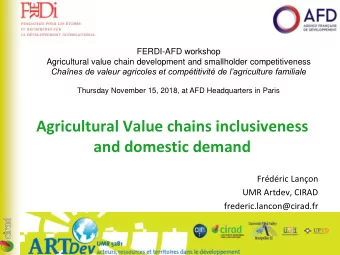 and domestic demand  Frdric Lanon  UMR Artdev, CIRAD  frederic.lancon@cirad.fr  Domestic
