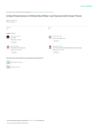 A Rare Presentation of Orbital Roof Blow-out Fracture with Intact Vision Article  September 2019