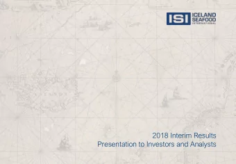 2018 Interim Results  Presentation to Investors and Analysts  Forward Looking Statements