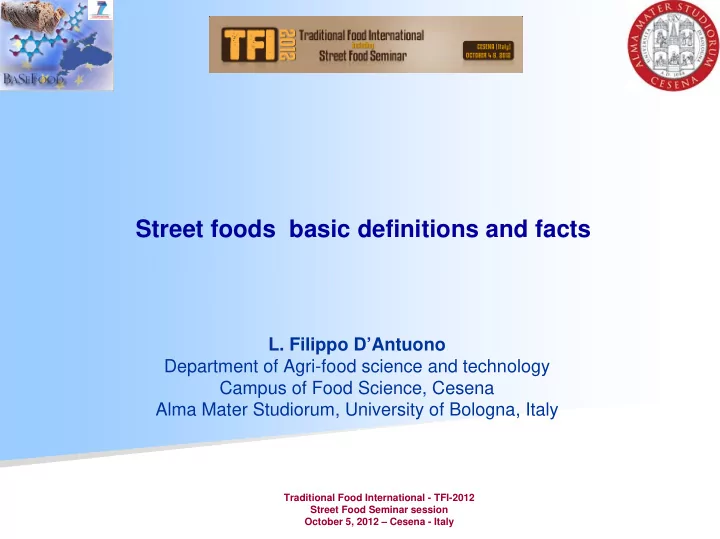 street foods basic definitions and facts