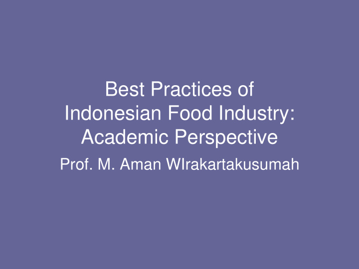 best practices of indonesian food industry academic