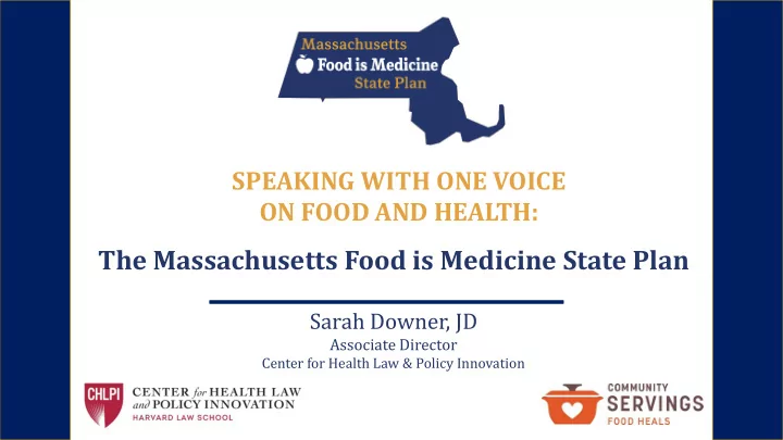 the massachusetts food is medicine state plan