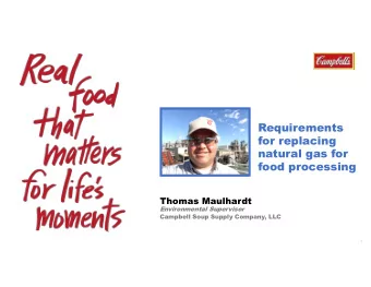 Requirements  for replacing  natural gas for  food processing  Thomas Maulhardt  Environmental