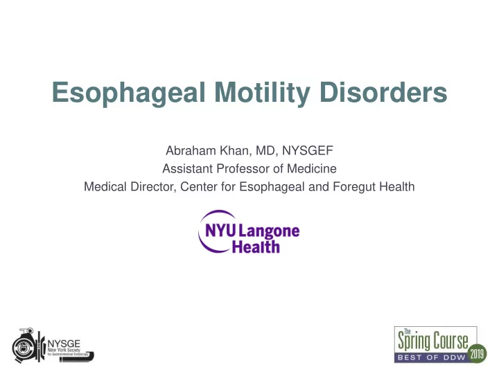 esophageal motility disorders