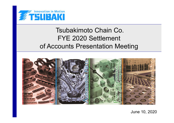 tsubakimoto chain co fye 2020 settlement of accounts