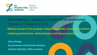 Thailand, 2-4 September 2019  Making surveys fit for purpose: Integrating gender across