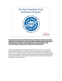 the safe feed safe food certification program