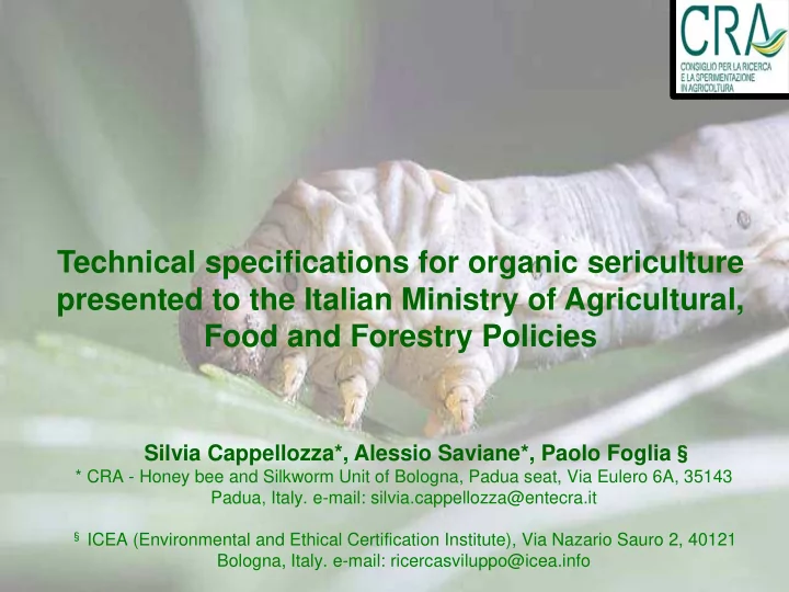 technical specifications for organic sericulture
