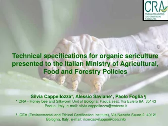 Technical specifications for organic sericulture  presented to the Italian Ministry of