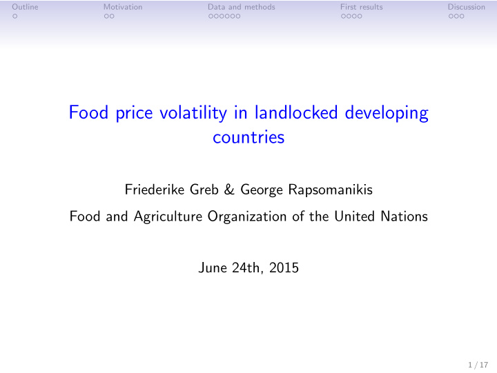 food price volatility in landlocked developing countries