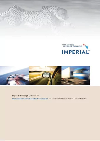 Major restructuring substantially completed Imperial Holdings Limited   Signifjcantly