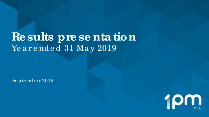 re sults pr e se ntation