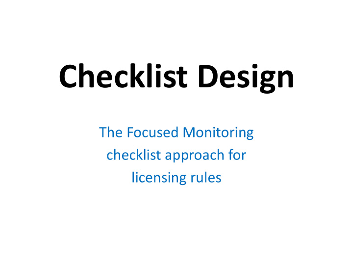 checklist design