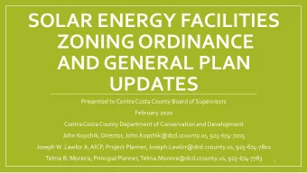 ZONING ORDINANCE  AND GENERAL PLAN  UPDATES  Presented to Contra Costa County Board of Supervisors