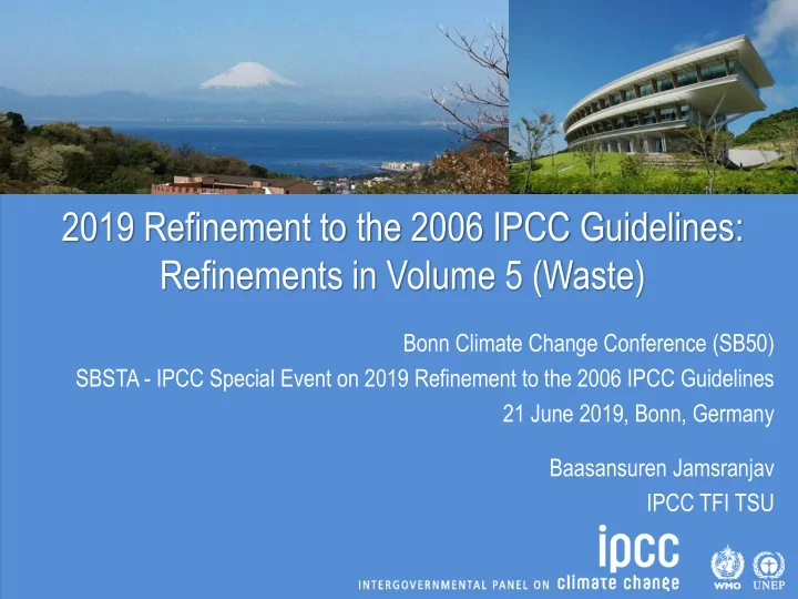 2019 refinement to the 2006 ipcc guidelines refinements
