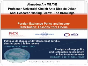 Ahmadou Aly MBAYE  Professor, Universit Cheikh Anta Diop de Dakar,  And  Research Visiting