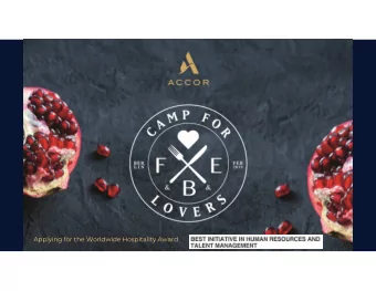 1  Food &amp; Beverage &amp; Entertainment  Applying for the Worldwide Hospitality Award  1  Food