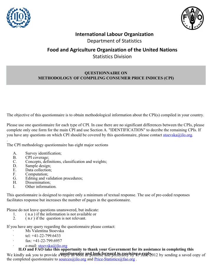 international labour organization department of