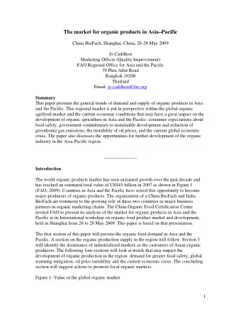 The market for organic products in AsiaPacific  China BioFach, Shanghai, China, 26-28 May 2009