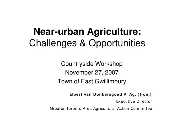 near urban agriculture challenges opportunities