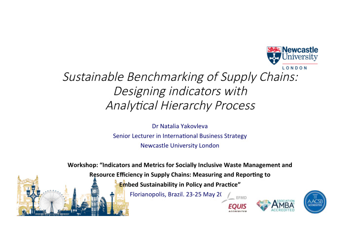 sustainable benchmarking of supply chains designing