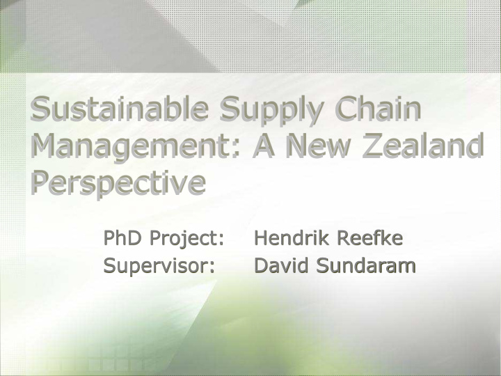 sustainable supply chain management a new zealand