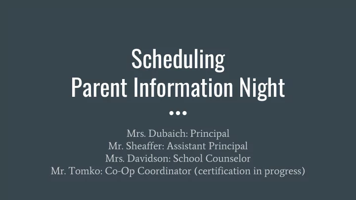 parent information night